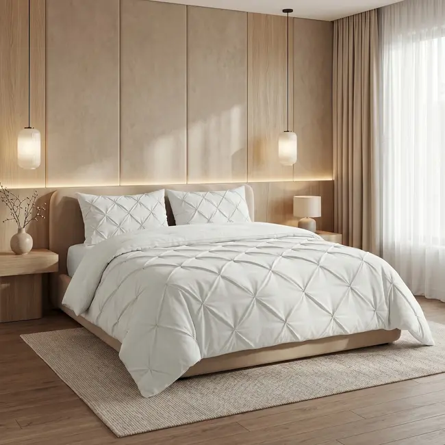 Lazy dekbed zonder overtrek Pintuck - off white - exclusief kussensloop