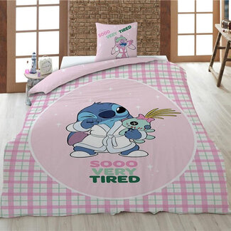 Disney & Licentie Polykatoen kinderdekbedovertrek Stitch - Soo Very Tired - eenpersoons (140x200 + 65x65 cm)
