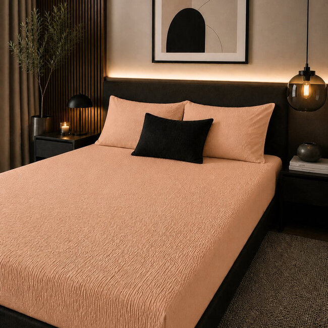 Mousseline hoeslaken - roze - microvezel