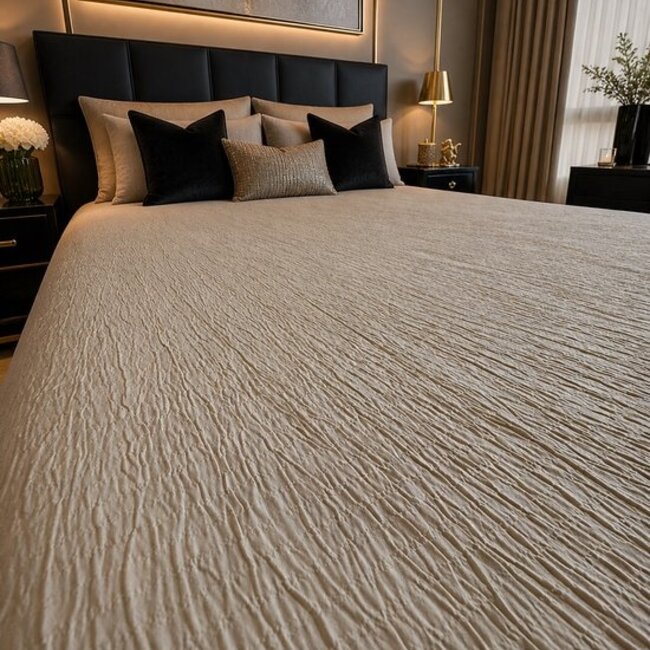 Mousseline hoeslaken - zand - microvezel