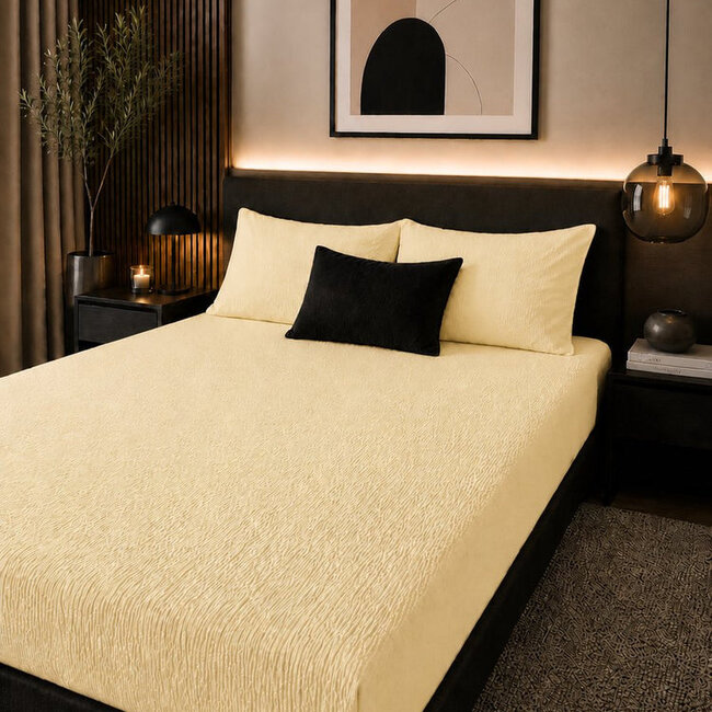 Mousseline hoeslaken - creme - microvezel