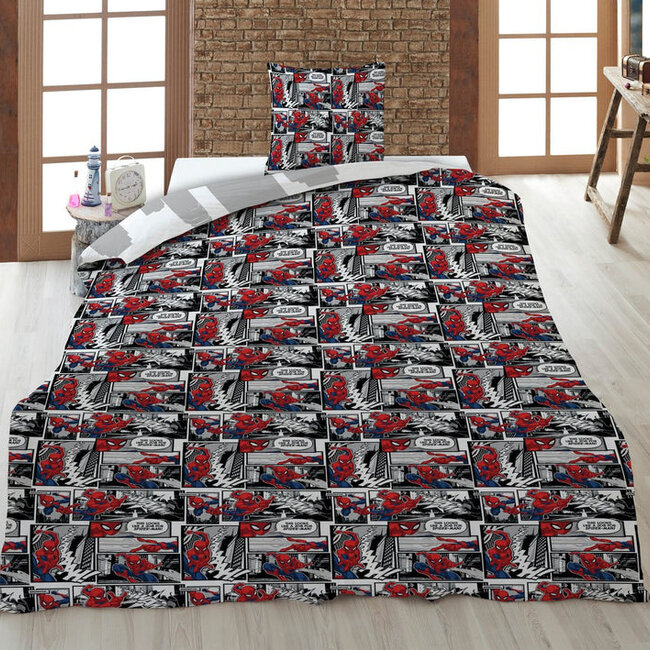 Polykatoen kinderdekbedovertrek Spiderman - Protect the City - eenpersoons (140x200 + 65x65 cm)