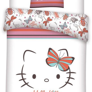 Disney & Licentie Hello Kitty kinderdekbedovertrek Vlinder - polykatoen - eenpersoons (140x200 + 65x65 cm)