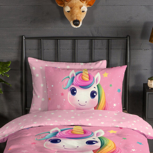 Kinderdekbedovertrek Daya - flanel - eenpersoons - 140x220 + 60x70 cm