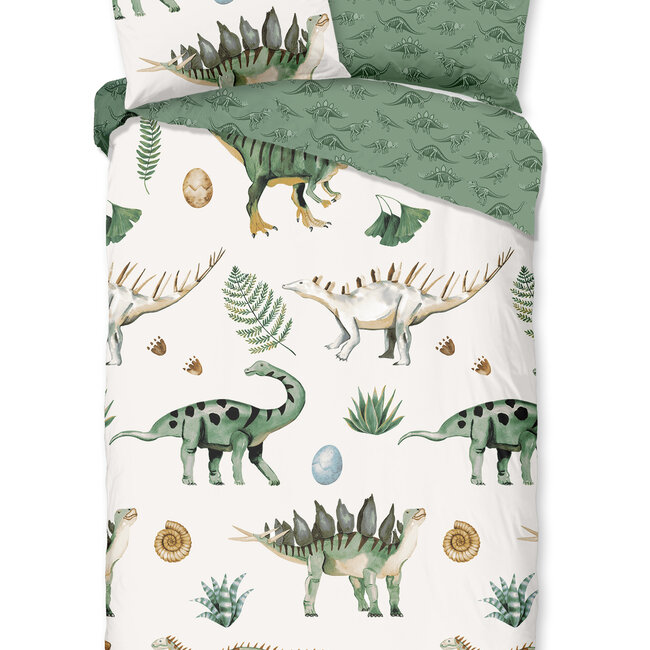 Kinder dekbedovertrek Gabi dinosaurussen - katoen - 1-persoons (140x220 + 60x70 cm)