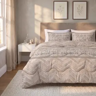 Sleeptime Lazy dekbed zonder overtrek Visgraat - zand - incl. kussensloop 60x70 cm