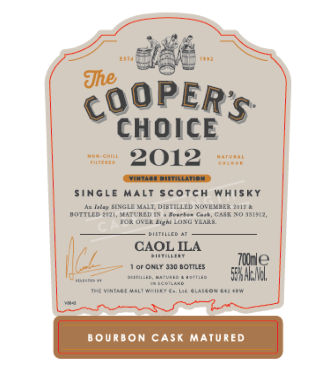 Caol Ila 8 Years Old 2012 Cooper's Choice 0,70 ltr 55%