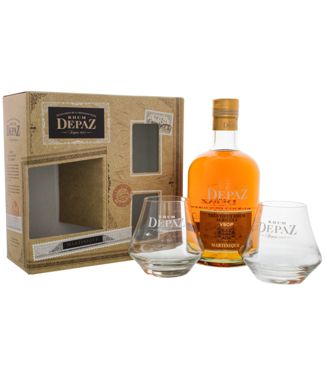 Depaz Special Reserve VSOP Giftset + 2 glazen 0,70 ltr 45%