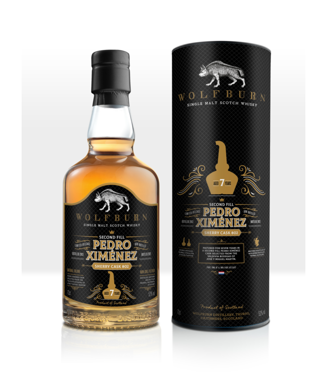 Wolfburn 7 Years Old PX Cask 802 Bottled For The Netherlands 0,70 ltr 52%