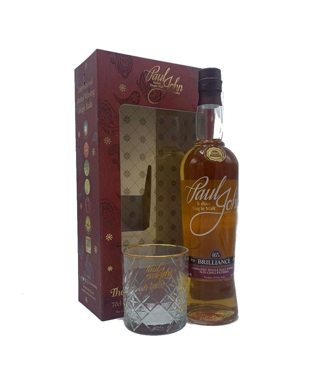 Whisky Paul John Brilliance Giftbox Met Glas 0,70 ltr 46%