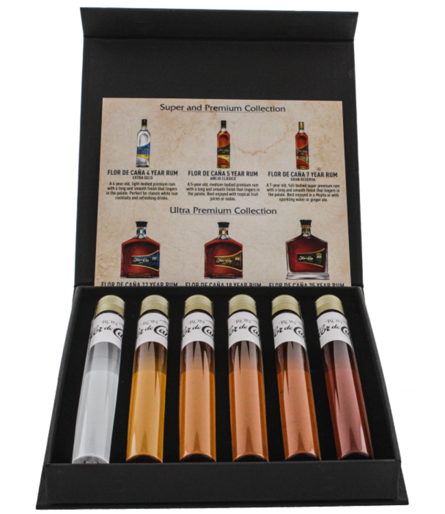 Flor de Cana Tasting Set 4,5,7,12,18,25 Years Old 0,15 ltr 38,58%