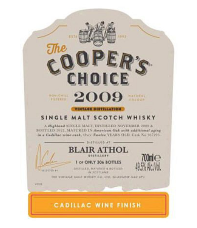Blair Athol 12 Years Old 2009 Cooper's Choice 0,70 ltr 49,5%
