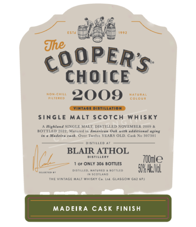 Blair Athol 12 Years Old 2009 Cooper's Choice 0,70 ltr 50%