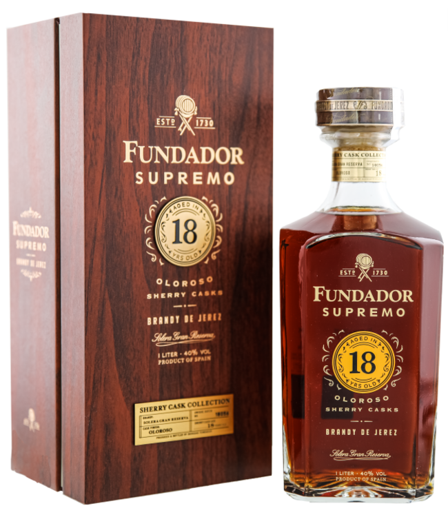 Fundador Supremo 18 Years Old Oloroso Sherry Casks Brandy de Jerez 1,00 ltr 40%
