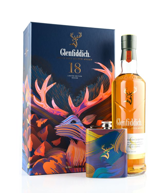Glenfiddich 18 Years Old Giftset Met Hipflask 0,70 ltr 40%