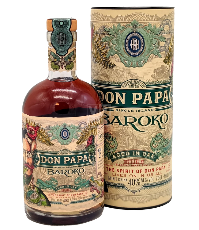 Don Papa Rum Baroko With Spirits Tube Whiskysite.nl 0,70 40% Fine of ltr World 