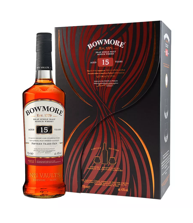 Bowmore 15 Years Old Met 2 Glazen 0,70 ltr 43%