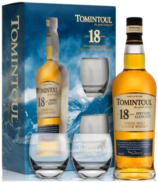 Tomintoul Tomintoul 18 Years Old Giftpack Met Glazen 0,70 ltr 40%