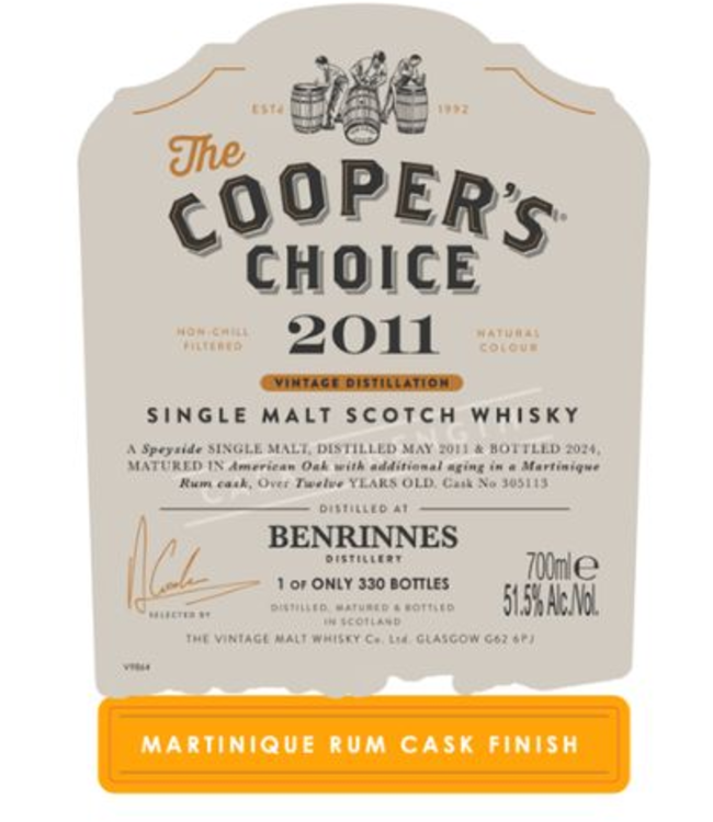 Benrinnes 12 Years Old 2011 Cooper's Choice 0,70 ltr 51,5%
