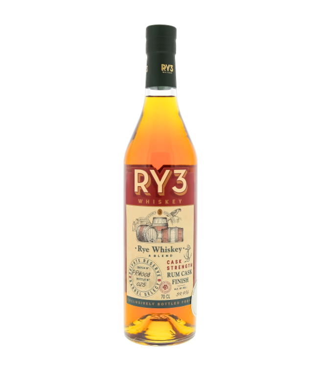 Ry3 Blended Rye Whiskey Cask Strength Rum Cask Finish 0,70 ltr 59,9%