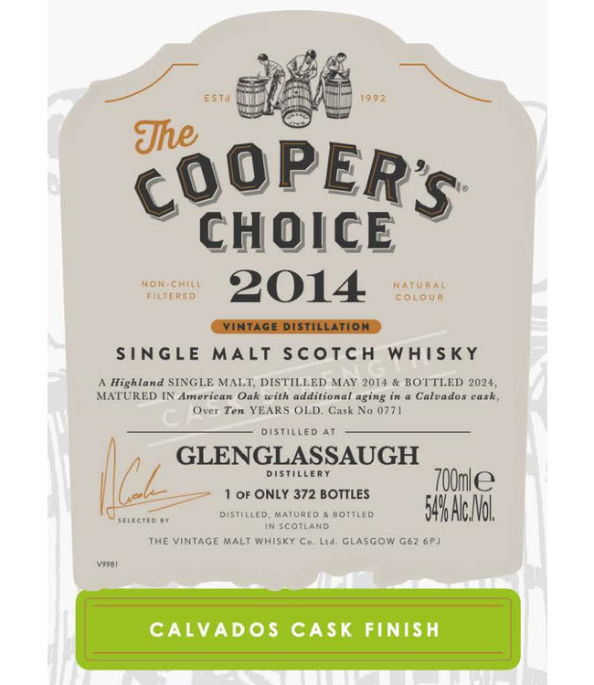 Glenglaussaugh 10 Years Old 2014 Cooper's Choice 0,70 ltr 54%