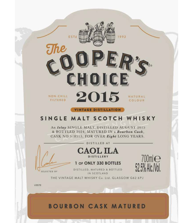 Caol Ila 8 Years Old 2015 Cooper's Choice 0,70 ltr 52,5%