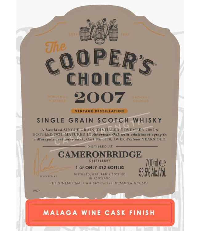 Cameronbridge 16 Years Old 2007 Cooper's Choice 0,70 ltr 53,5%