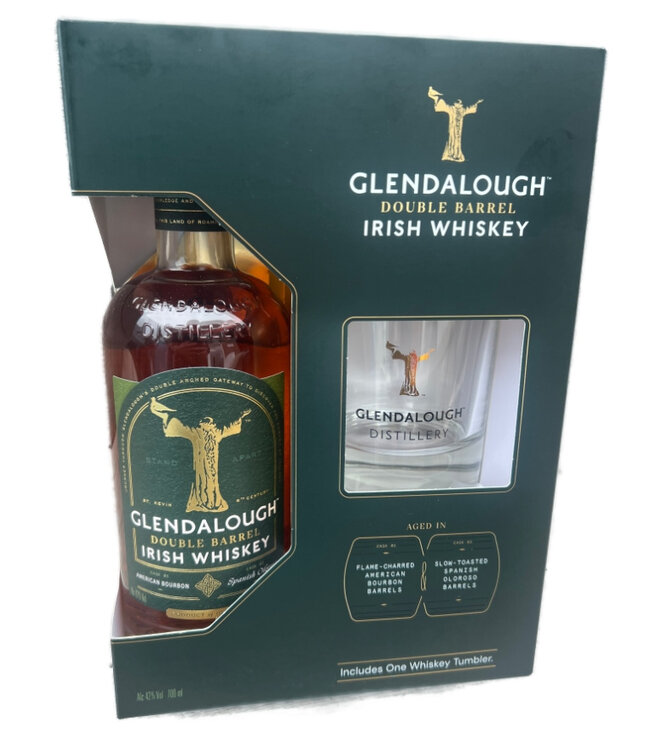 Glendalough Double Barrel Giftpack Met Glas 0,70 ltr 42%