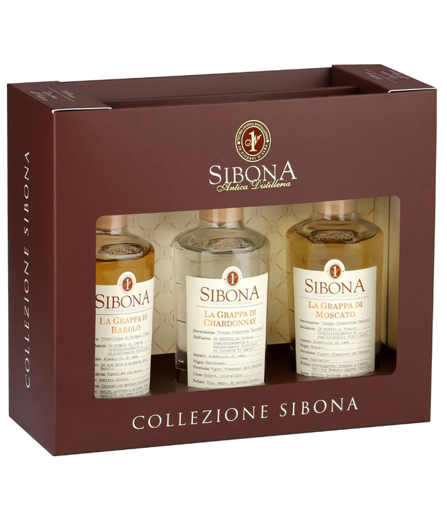 Grappa Sibona Barolo-Chardonnay-Moscato 3 x 0.20 ltr 40%