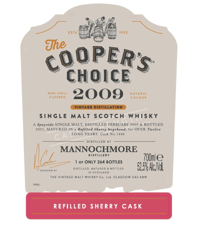 Mannochmore 12 Years Old 2009 Cooper's Choice 0,70 ltr 52,5%