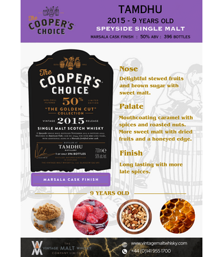 Tamdhu Tamdhu 9 Years Old 2015 Cooper's Choice Golden Cut 0,70 ltr 50%