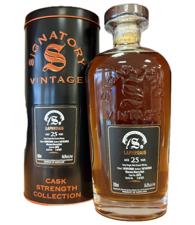 Laphroaig 25 Years Old 2000 Signatory Cask Strength Cask 4078 0,70 ltr 54,5%
