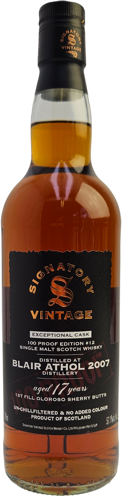 Blair Athol 17 Years Old Signatory Vintage 100 Proof Edition Exceptional Cask #12 0,70 ltr 57,1%