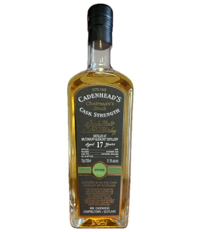 Miltonduff 17 Years Old 2008 Cadenhead Chairman's Stock 0,70 ltr 51,5%