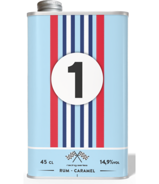 Jerrycan Blikje Retro Blauw Rood Nr. 1 Rum Caramel Likeur 0,45 ltr 14,9%