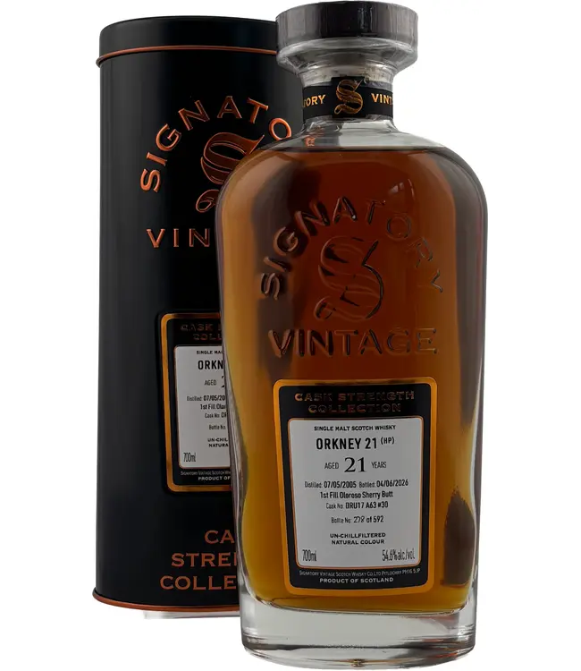 Orkney 21 Years Old 2005 Signatory Cask Strength Cask DRU17 A63 #30 0,70 ltr 54,6%