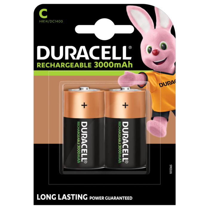 Duracell oplaadbare C batterijen 3000mAh 2 stuks