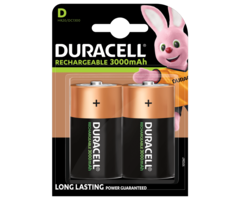 Duracell oplaadbare D batterijen 3000mAh 2 stuks