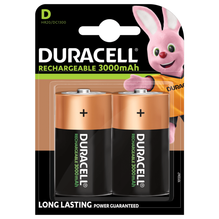 Duracell oplaadbare D batterijen 3000mAh 2 stuks