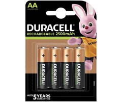 Duracell oplaadbare AA batterijen 2500mAh 4 stuks