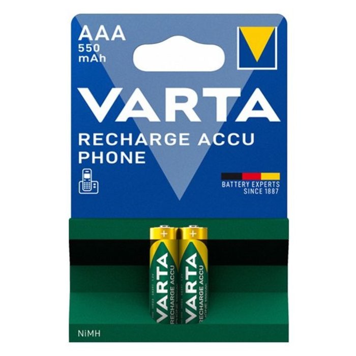 Varta oplaadbare AAA batterijen 550mAh DECT 2 stuks