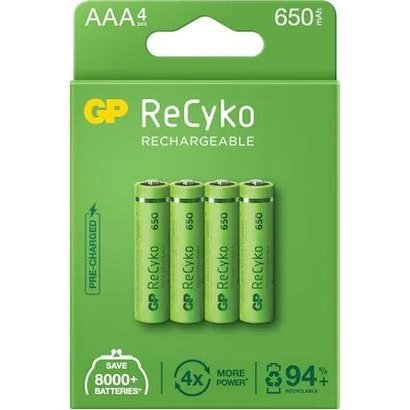 GP recyko AAA oplaadbare batterijen 650 mAh DECT 4 stuks