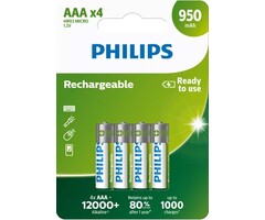 Philips oplaadbare AAA batterijen 950mAh 4 stuks