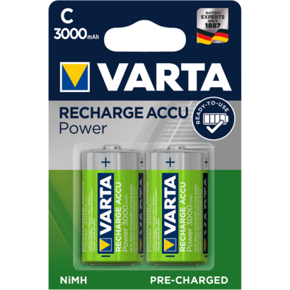 Varta oplaadbare C batterijen 3000mAh 2 stuks