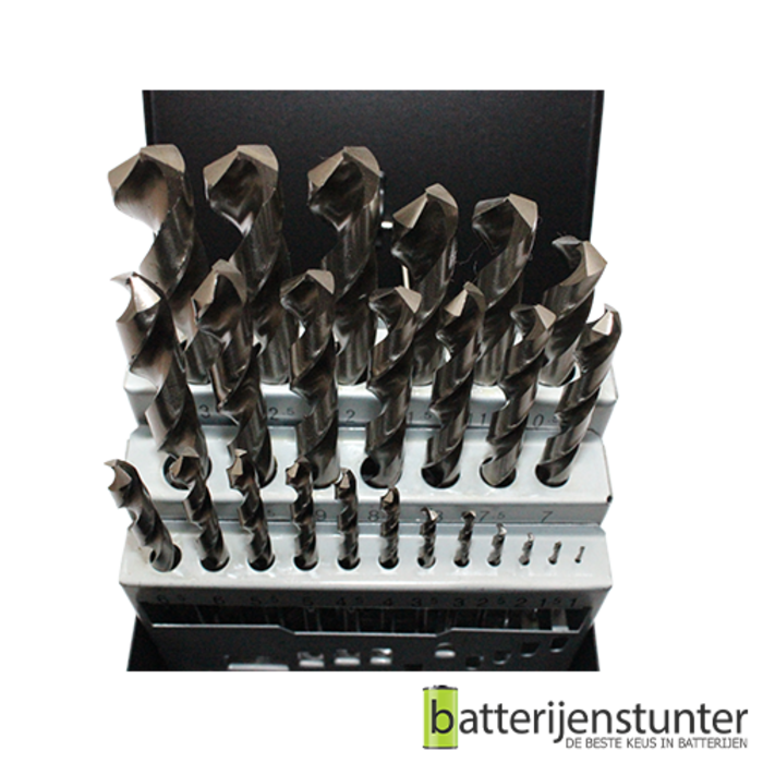 Cassette HSS geslepen metaalboren 25 delig