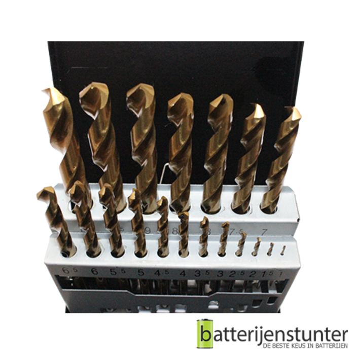 Cassette tin coated metaalboren 19 delig