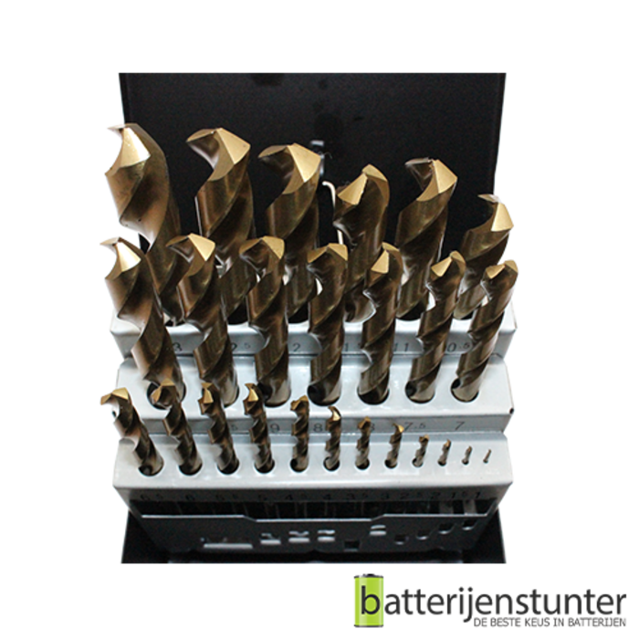 Cassette tin coated metaalboren 25 delig