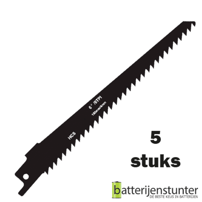 Zaagblad reciprozaag hout 150mm 6 TPI