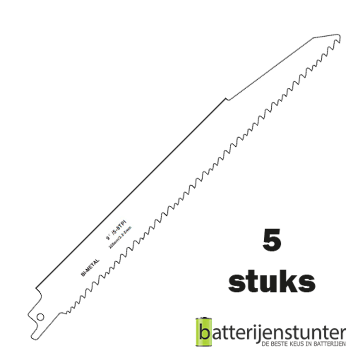 Zaagblad reciprozaag universeel hout en metaal 225mm 5-8 TPI