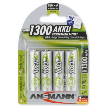 Ansmann oplaadbare AA batterijen 1300mAh DECT 4 stuks